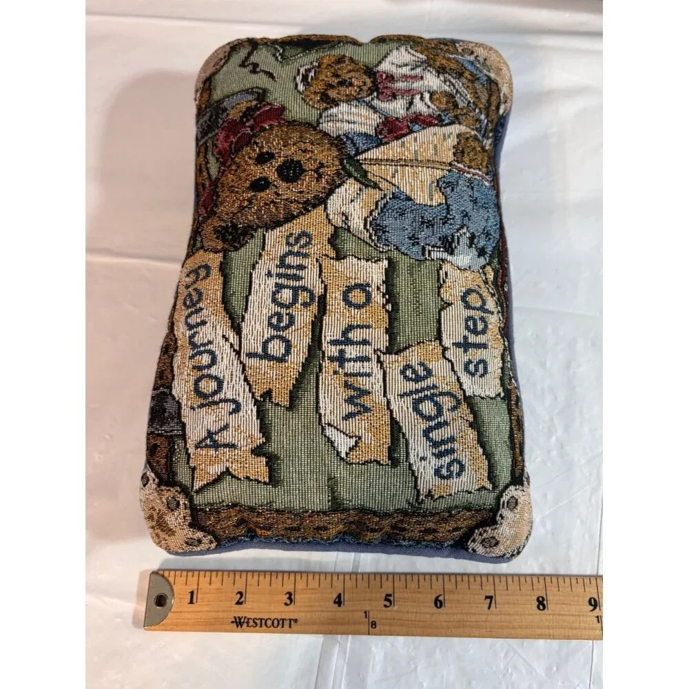 Boyds Bears & Friends Needlepoint 3 PC Pillow Set‎ Teddy Bear Decor Cottagecore